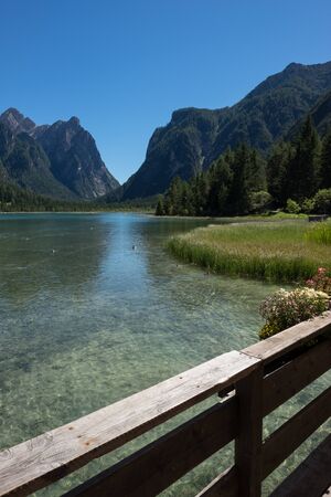 Lake Braies - a natural paradise in the Braies Dolomitesの写真素材