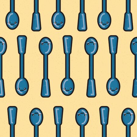 Yellow kawaii teaspoon seamless pattern print backgroundのイラスト素材