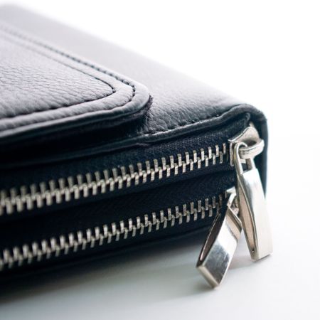 Pochette .Black leather men handbag for documents.の写真素材