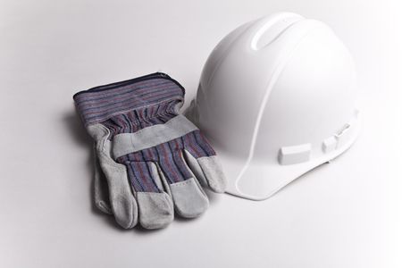 hard hat leather gloves centered の写真素材
