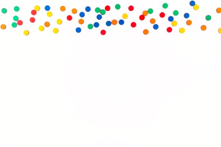 Celebration,party backgrounds concepts ideas with colorful wood countable chips. Dot pattern design with confetti. Flat lay design template. Copy spaceの写真素材