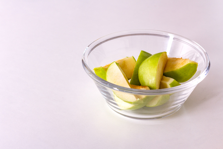 Cutting apple. Preparing healthy foodの写真素材
