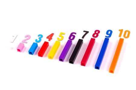 Counting sticks. Montessori material for the study of mathematics children at school,...