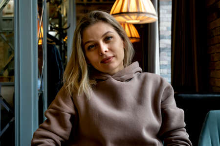 Portrait beautiful middle-aged blonde woman