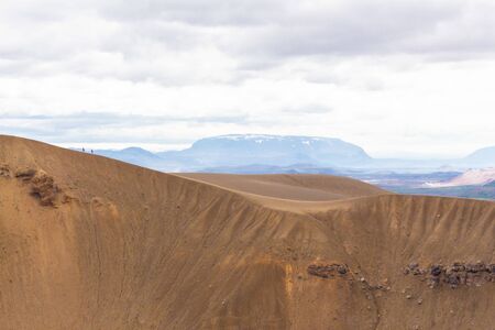 Edge of famous crater filled with water called Viti of Krafla volcanic caldera in Myvatn area Icelandの写真素材