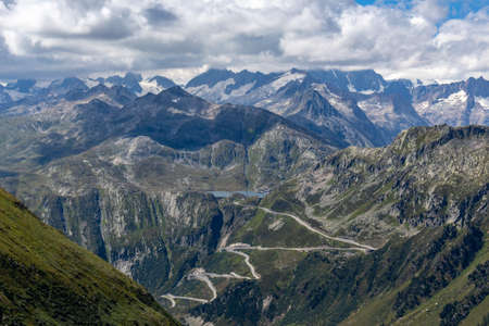 Majestic beautiful mountains view on Swiss Alps, beauty of fresh green nature, Switzerlandの写真素材