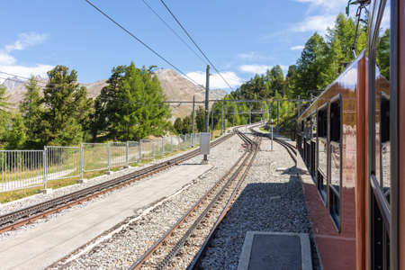 Railway at mountain from Zermatt up to Gornergratの写真素材