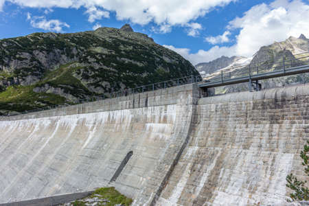 Gelmer dam near by the Grimselpass in Swiss Alps, Switzerlandの写真素材