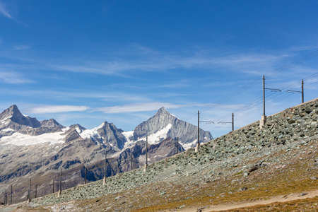 View of a beautiful mountain with railway from Zermatt  to Gornergrat.の写真素材