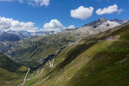 Majestic beautiful mountains view on Swiss Alps, beauty of fresh green nature, Switzerlandの写真素材