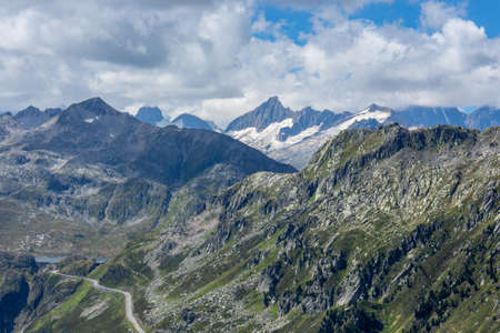 Majestic beautiful mountains view on Swiss Alps, beauty of fresh green nature, Switzerlandの写真素材