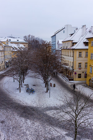 Winter view of Kampa in Prague, Czech Republicの写真素材