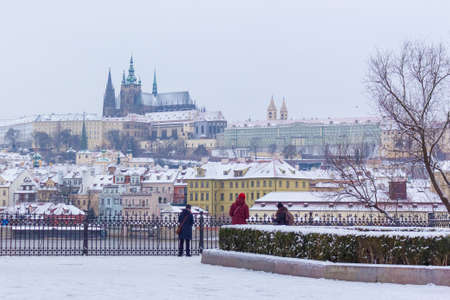 Christmas Snow Prague gothic Castle, Czech Republicのeditorial素材