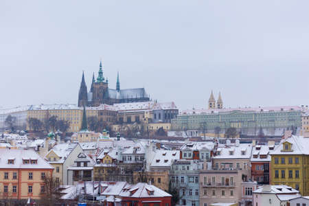 Christmas Snow Prague gothic Castle, Czech Republicのeditorial素材