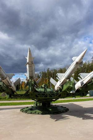 Anti-aircraft air defense missile on the launcherの写真素材