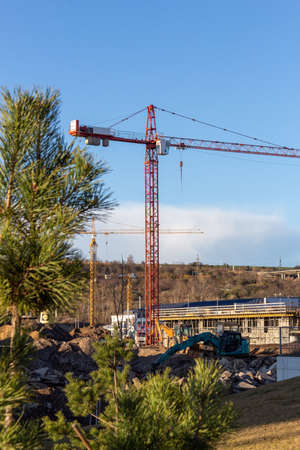 Crain on construction site of building. Construction backgroundの写真素材