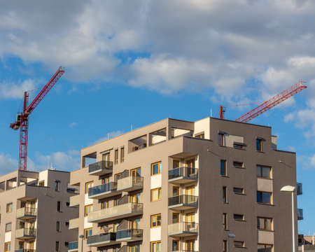Crains on construction site of building. Construction copy spaceの写真素材