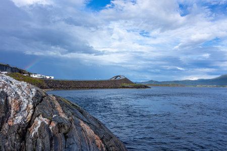 Atlantic Ocean Road,. Amazing and world famous road in Norway. Sea landscape with bridge. Atlanterhavsvegenの写真素材