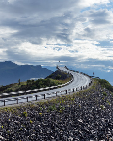 Atlantic Ocean Road,. Amazing and world famous road in Norway. Sea landscape with bridge. Atlanterhavsvegenの写真素材