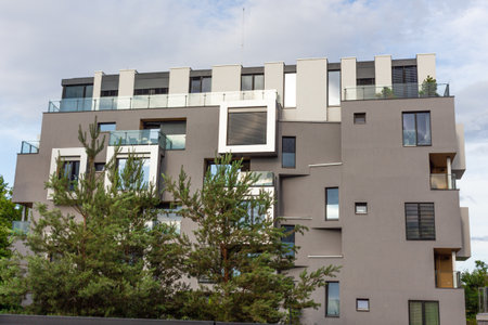 modern architecture residential building condominium appartments development cloudの写真素材