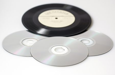 Retro vinyl and CDの写真素材
