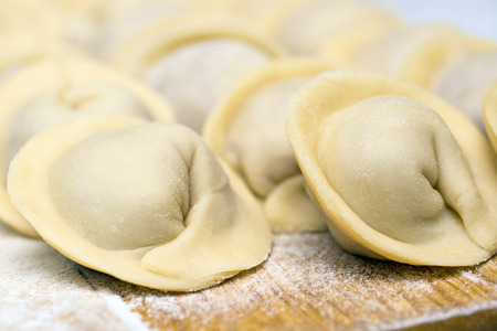 Russian ravioli with meatの写真素材