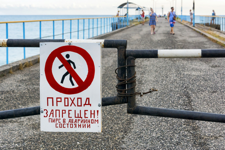 Tourists ignore taboo to walking on emergency pierの写真素材