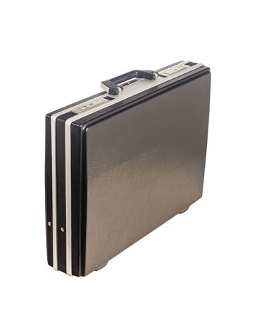 Hard black attache case for business, documents and cash money, isolatedの写真素材