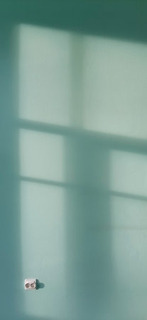 Greenish wall background with shadow from window frame, vertical