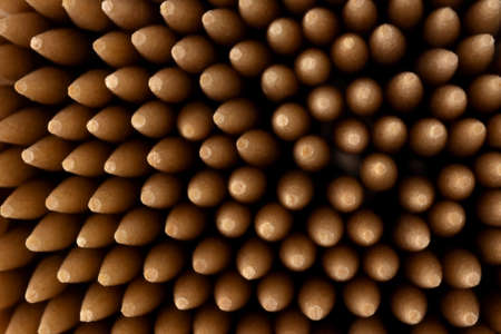 Top view of wooden birch toothpicks macro photo