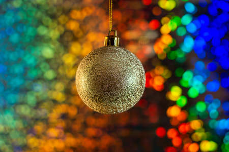 Christmas tree ball on beautiful holiday bokeh backgroundの写真素材