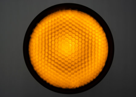 Background of pilot pulsed studio light with a honeycomb grid and diffuse filmの写真素材