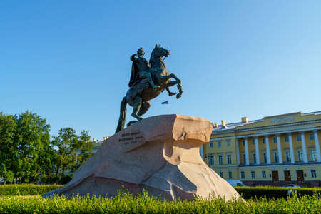 Sculpture of Emperor Peter the Great - Bronze Horseman in St. Petersburgのeditorial素材