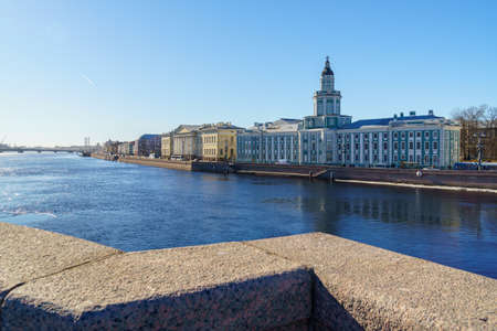 Kunstkamera Museum on Neva River in St. Petersburg in the springのeditorial素材