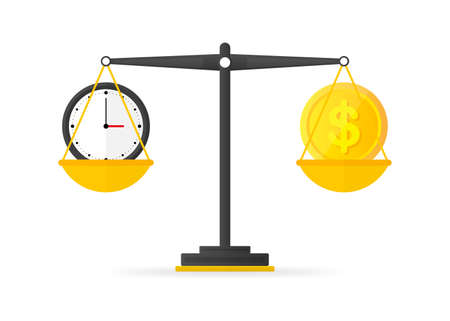 Time is Money balance on Scales icon. Vector illustration.のイラスト素材
