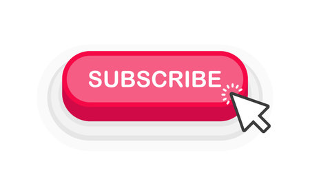 Subscribe red 3D button in flat style isolated on white background. Vector illustration.のイラスト素材