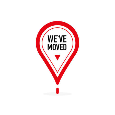 We Have Moved red point on white background. Vector illustration.のイラスト素材