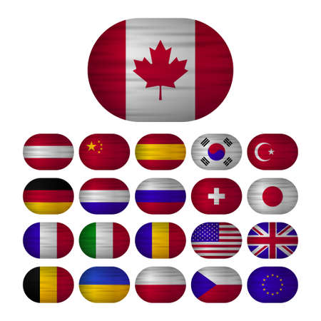 European flags realistic flags collection. Made in European. Vector illustration.のイラスト素材