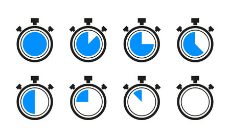 Timer clock stopwatch collection izolated on white background. Vector illustration.のイラスト素材