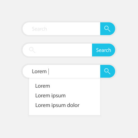 Search bar vector element design, set of three search boxes ui template on white background.のイラスト素材