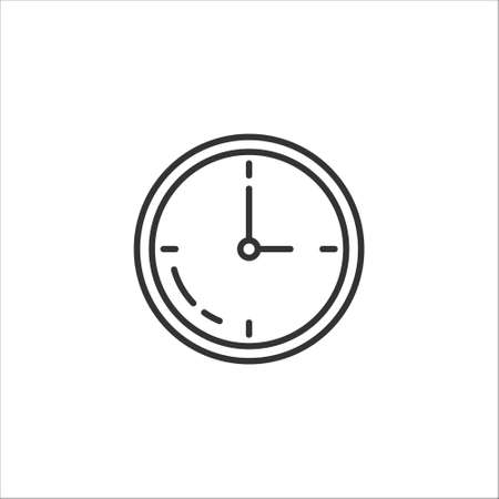 Gray line icon of clock on white background. Vector illustration.のイラスト素材