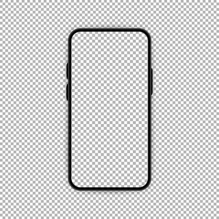 Smartphone blank screen. Phone mockup. Mobile vector. Template for infographics or presentation UI design interface. Transparent screen and background. Vectorのイラスト素材