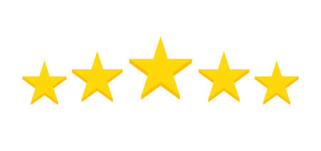 Five stars customer product rating review flat icon for apps and websites on white background....