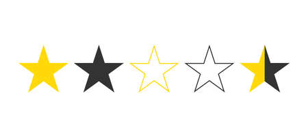 Set to different design five stars customer product rating review flat icon for apps and websites on...