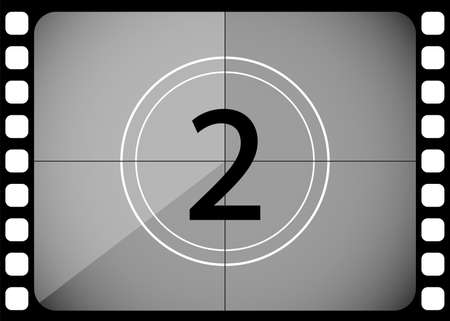 A classic film countdown frame at the number two. Old fashioned film counter. Vectorのイラスト素材