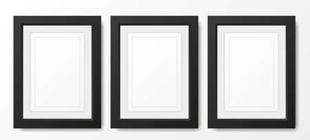 Three realistic picture frame isolated on white background. For your text here. Vectorのイラスト素材