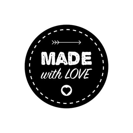 Vector black tags and badges with words and phrases on white background. Hand made with love. Perfect for your business. Vectorのイラスト素材