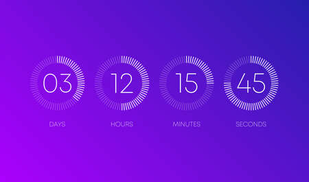 Countdown clock on orange gradient background. Line signs. Abstract. Vector