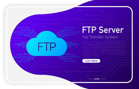 FTP server transfer files system on browser window and gradient abstract background. Vectorのイラスト素材