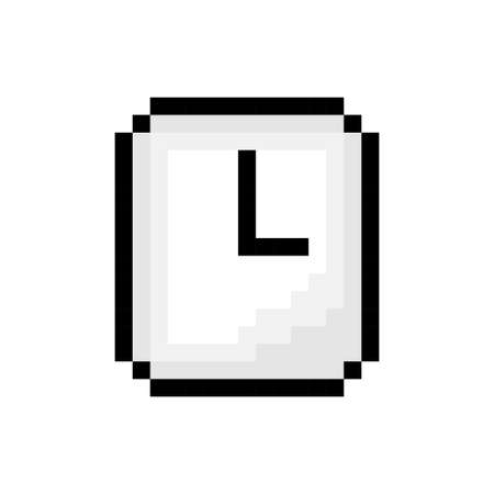Pixel 8 bit time clock icon. Isolated object on white background. Emotion sign. Vector illustration.のイラスト素材